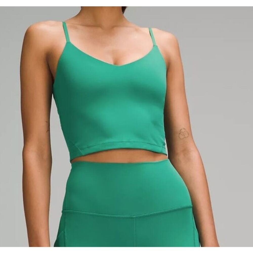 Lululemon Align Cropped Cami Tank Top Cascadia Green A/B Cup Size 14